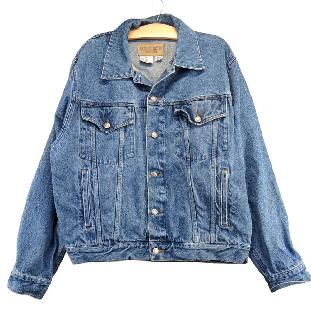 Eagles Ridge Authentic Men's Denim Jean Jacket Blue Medium Stone Wash